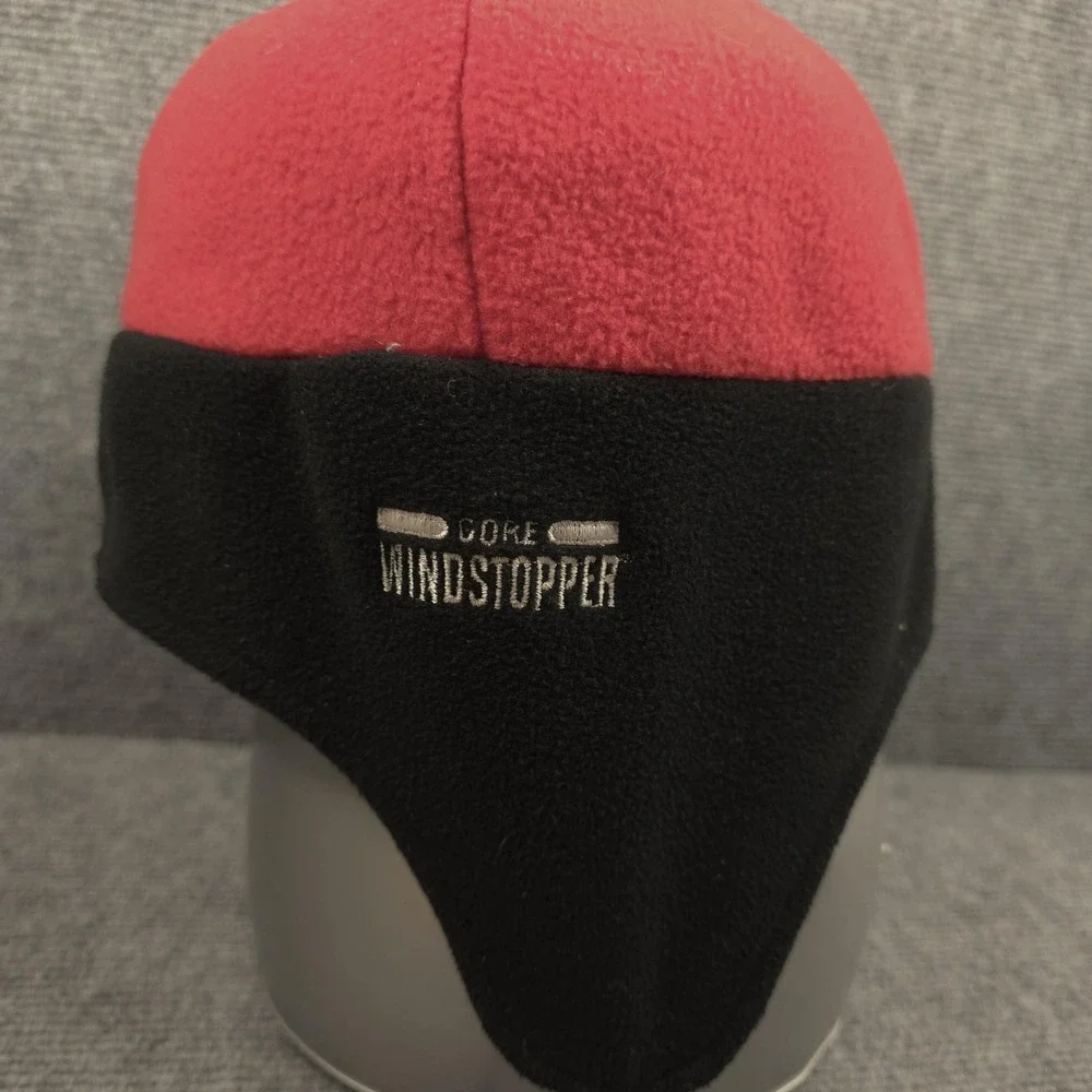 The North Face Beanie Hat Mens Large Red Gore Windstopper‎ Fleece Ski Winter